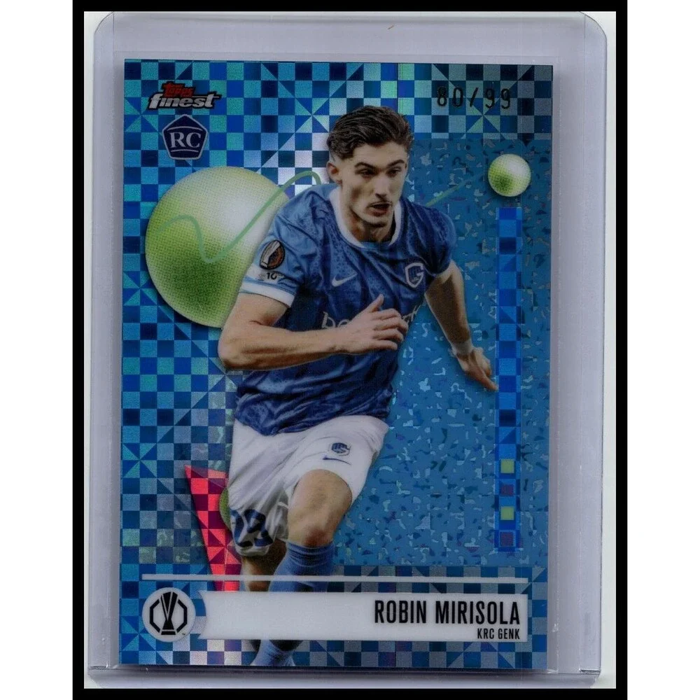 2025-26 Finest UEFA Robin Mirisola #101 Genk Blue Checkerboard Refractor #/99